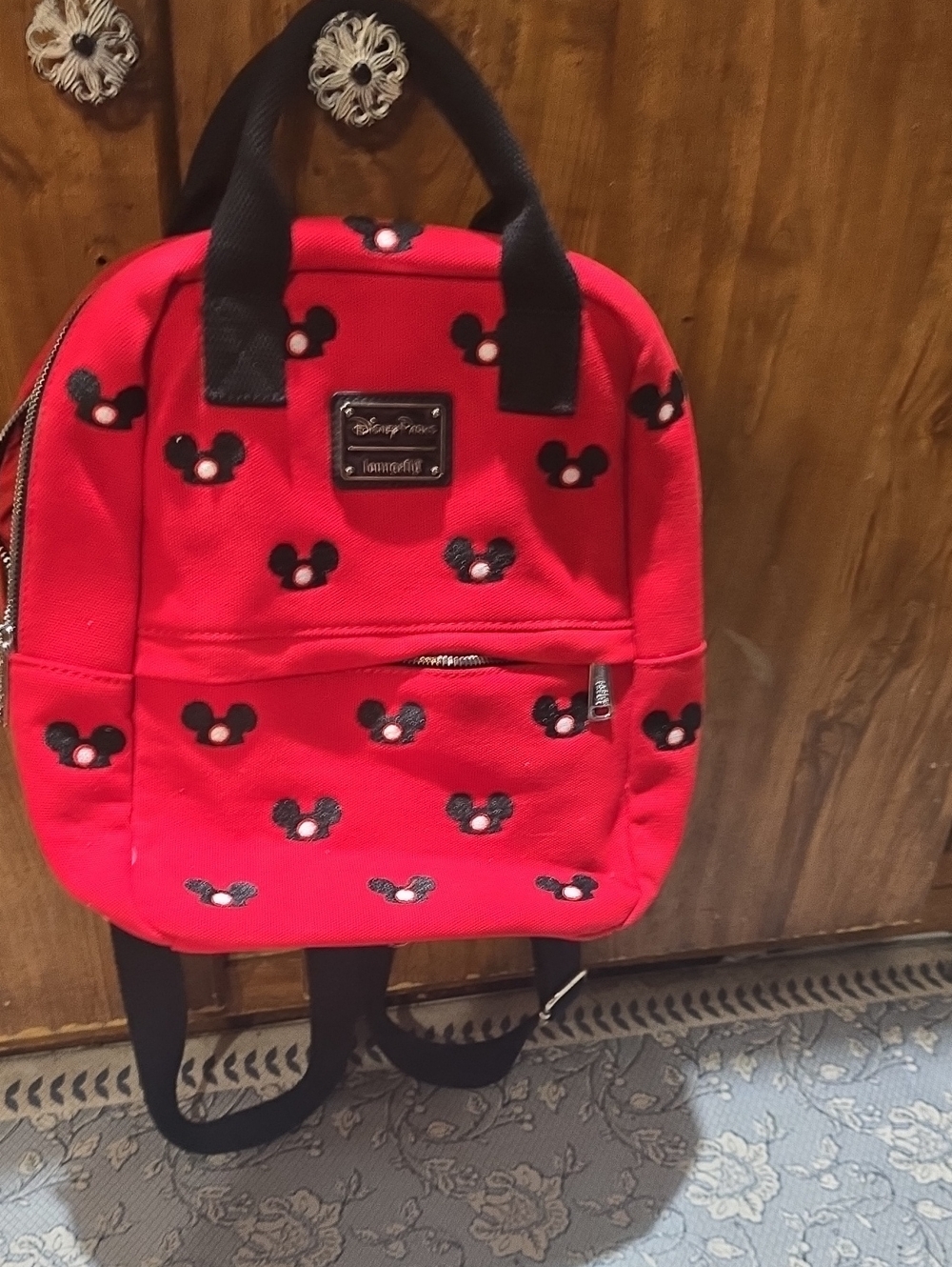Loungefly Red Minnie Head Kids Backpack with Black Accents